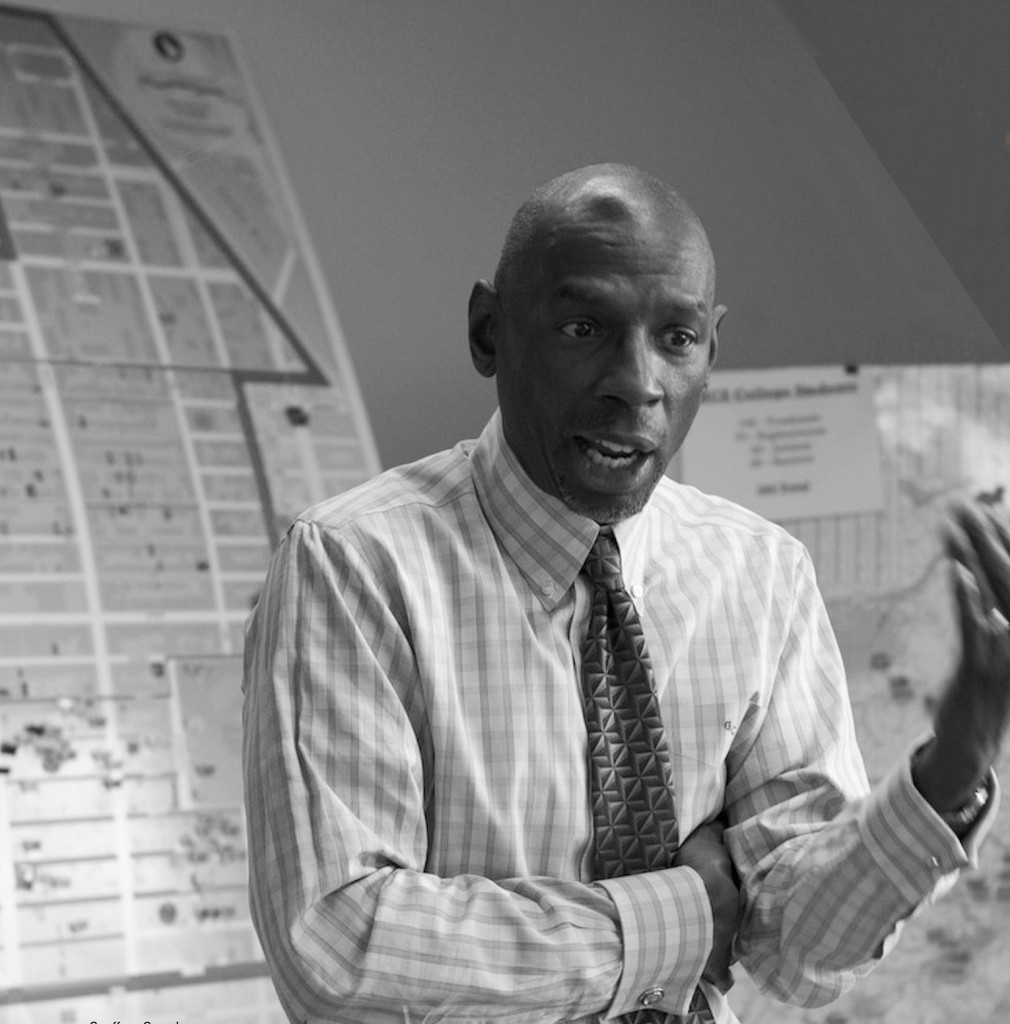 Geoffrey Canada, Founder and CEO of the Harlem Children’s Zone, planning the program's unique, grassroots, neighborhood recruitment strategy. 